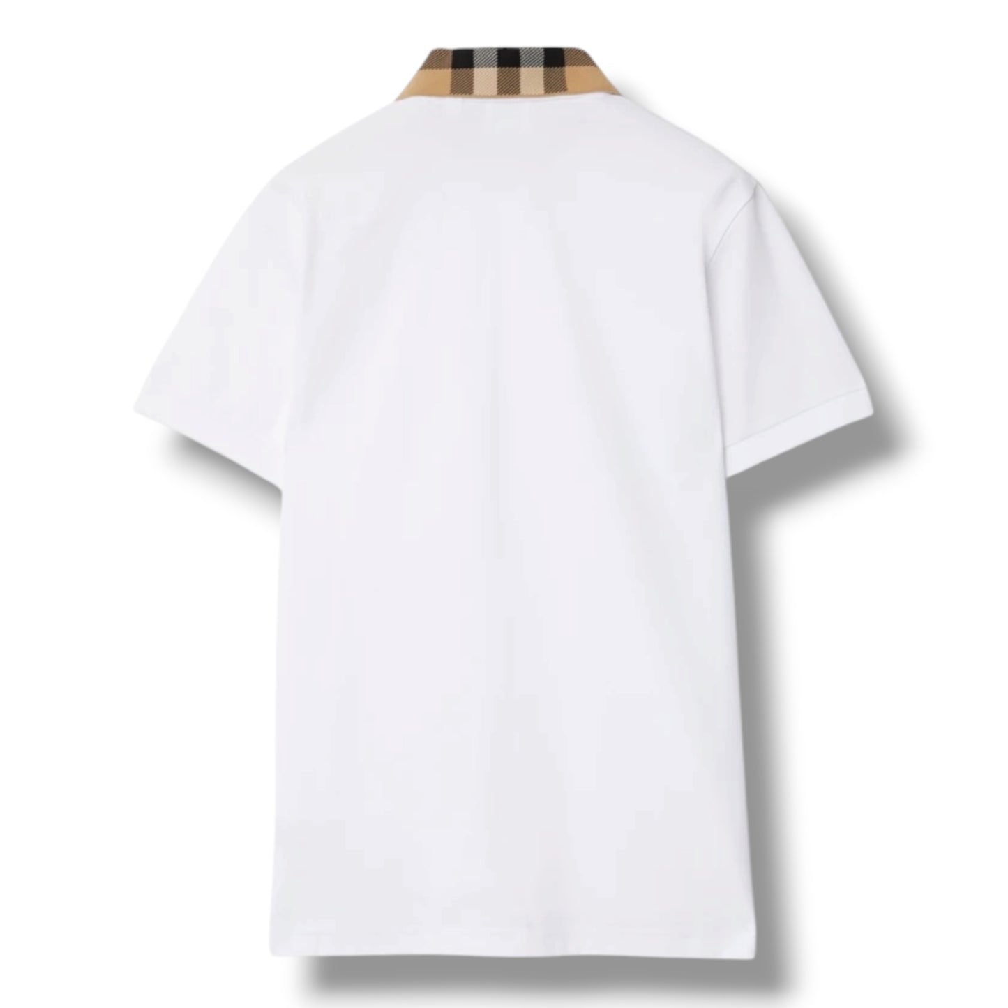 BURBERRY CHECK COLLAR POLO SHIRT WHITE