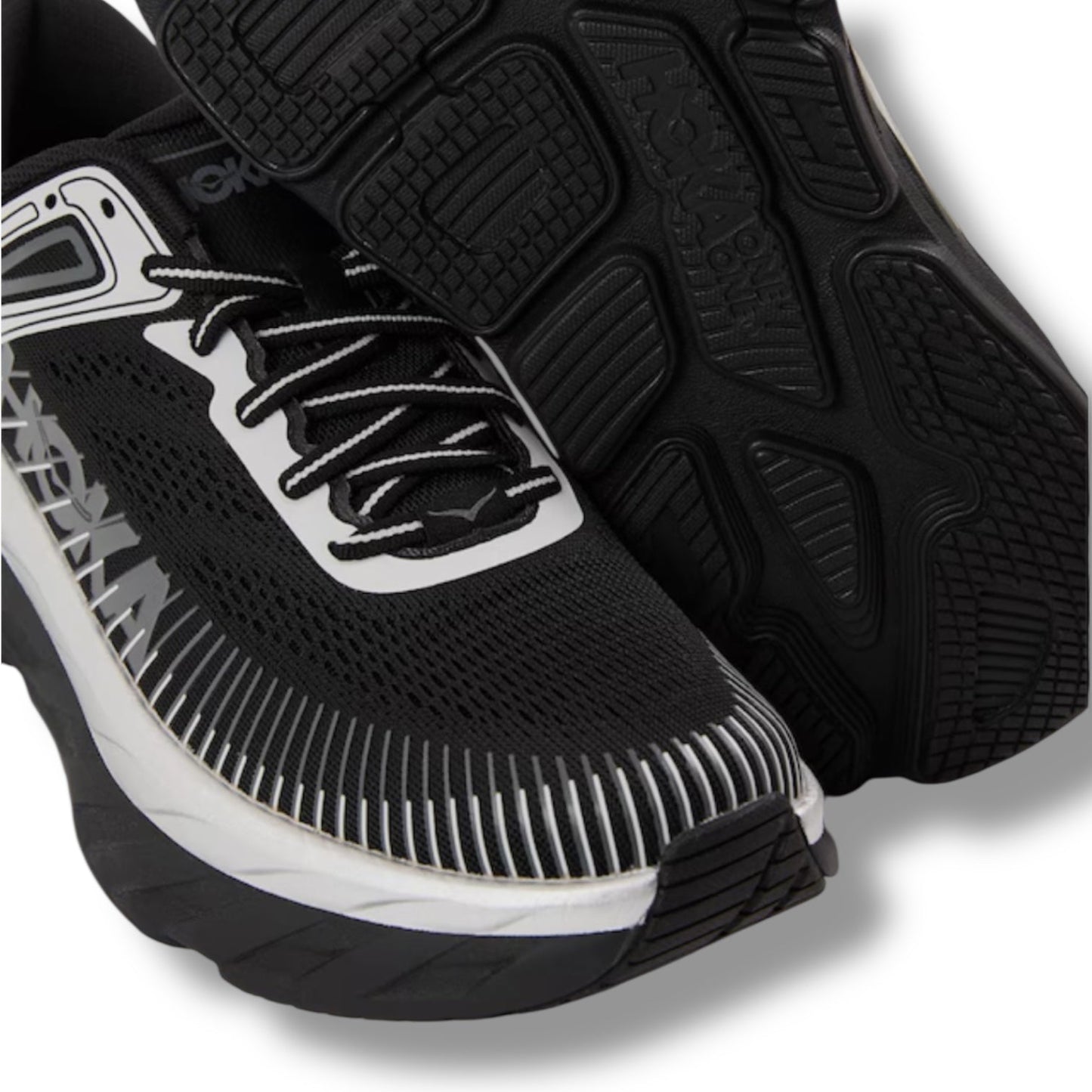 HOKA BONDI 7 RUNNING TRAINERS BLACK SILVER