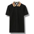 BURBERRY CHECK COLLAR POLO SHIRT BLACK
