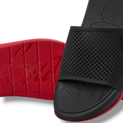 CHRISTIAN LOUBOUTIN RUBBER EASY BREEZY SLIDERS BLACK