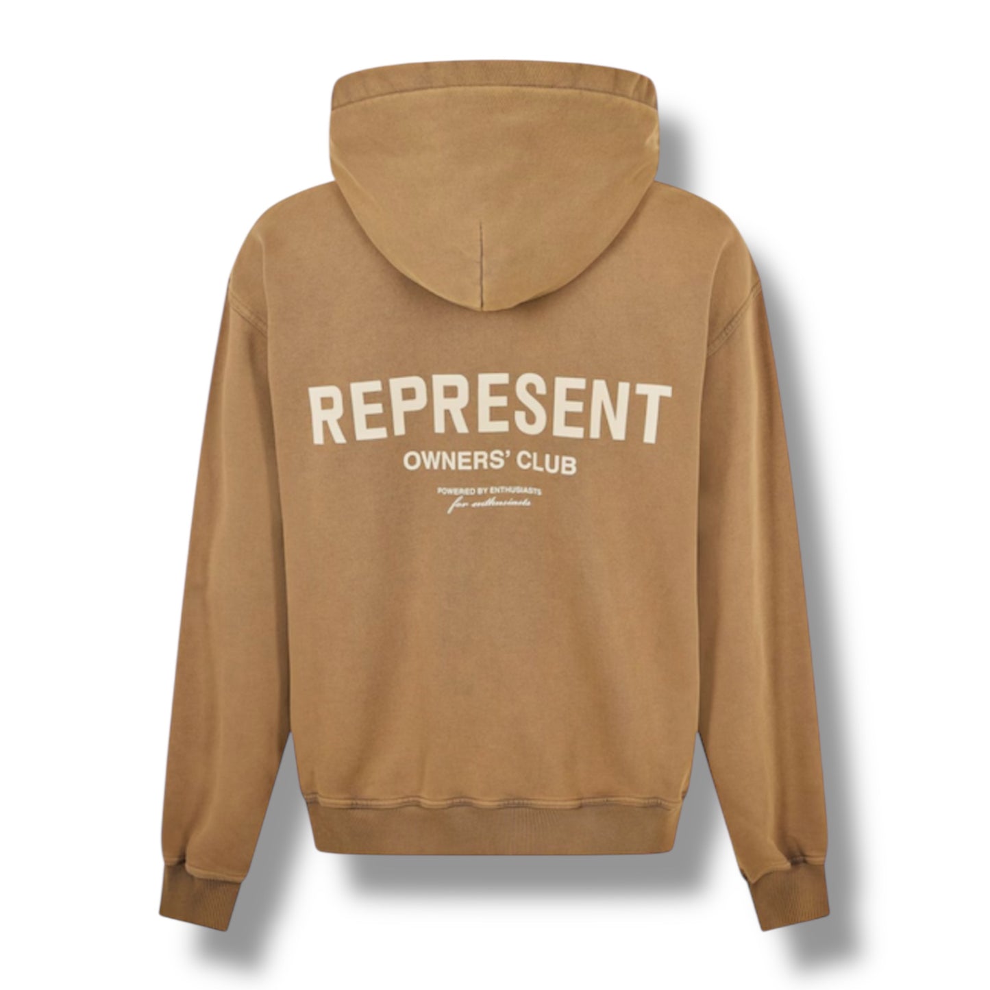 REPRESENT OWNERS CLUB ZIP UP HOODIE ALMOND BROWN