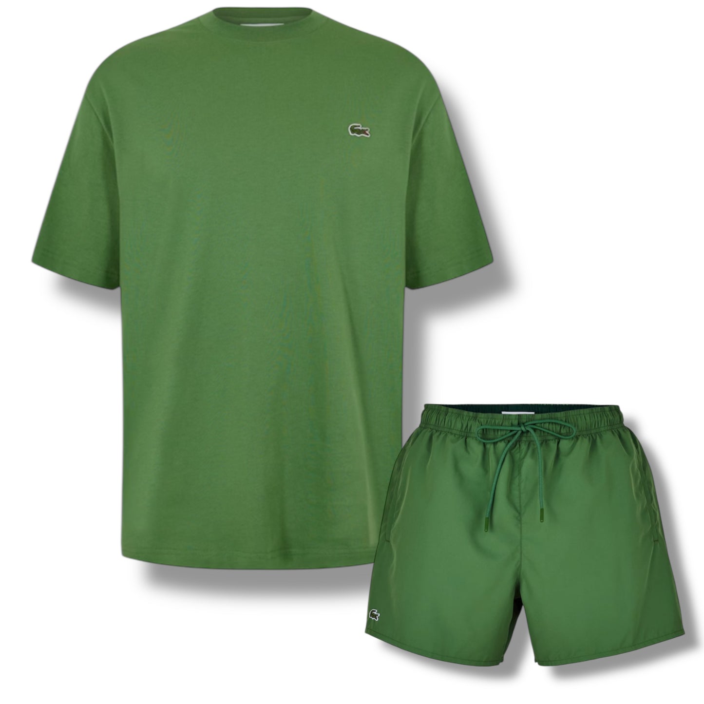 LACOSTE SMALL LOGO T-SHIRT & SWIM SHORTS SET GREEN