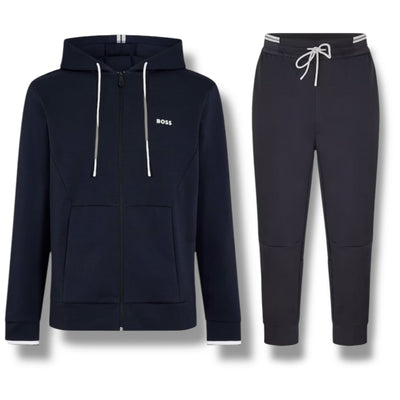HUGO BOSS ZONE FULL ZIP HOODED TRACKSUIT NAVY BLUE
