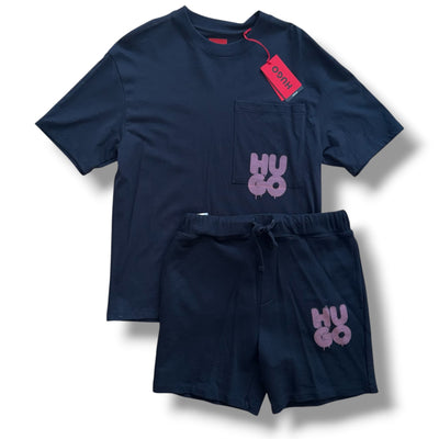 HUGO BOSS T-SHIRT & JERSEY SHORTS SET BLACK *SALE*