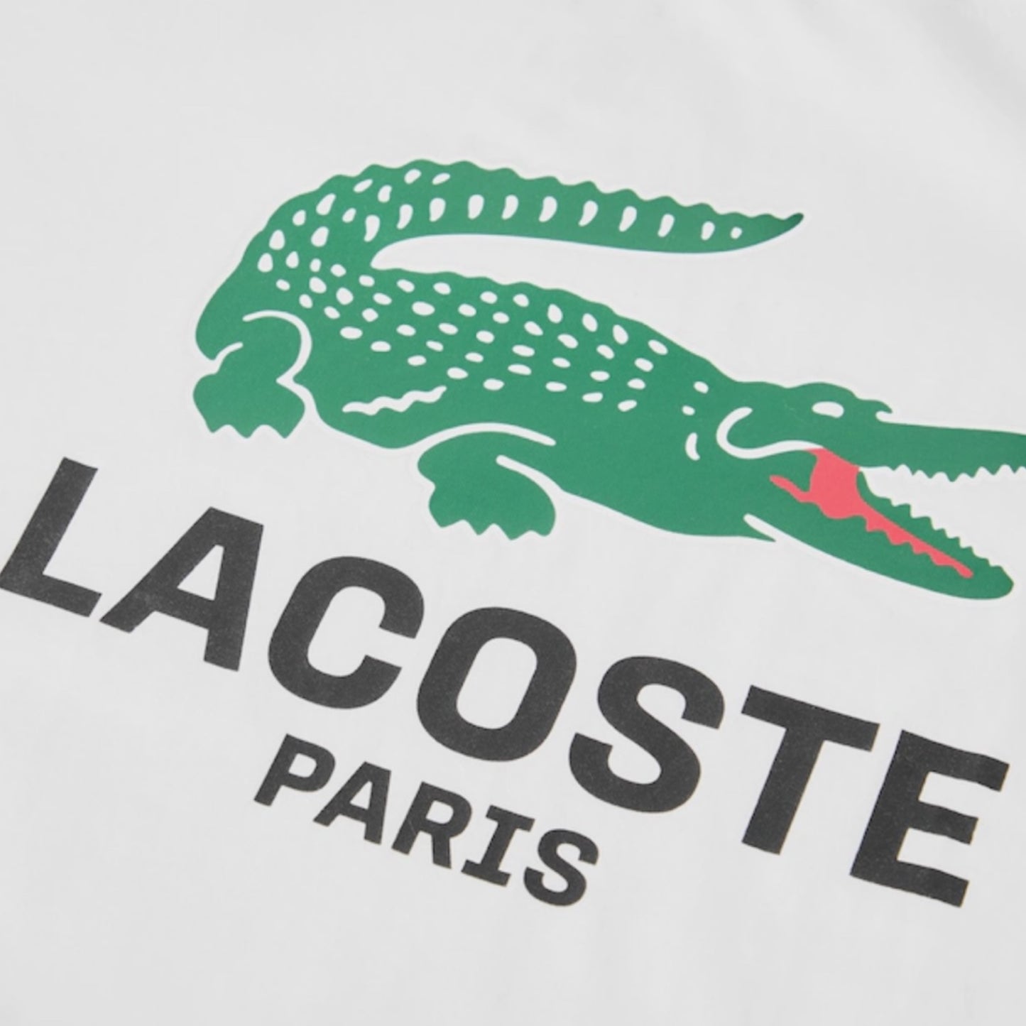 LACOSTE LARGE LOGO T-SHIRT & SWIM SHORTS SET WHITE & GREEN