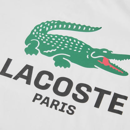 LACOSTE LARGE LOGO T-SHIRT & SWIM SHORTS SET WHITE & GREEN