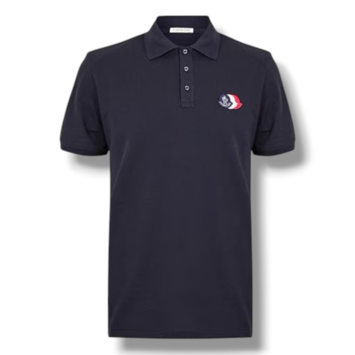 MONCLER TRIPLE LOGO POLO SHIRT NAVY BLUE