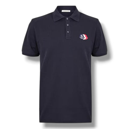 MONCLER TRIPLE LOGO POLO SHIRT NAVY BLUE