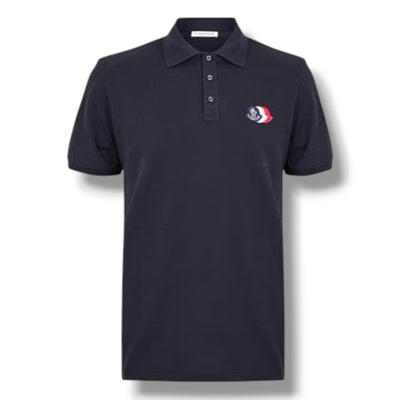 MONCLER TRIPLE LOGO POLO SHIRT NAVY BLUE