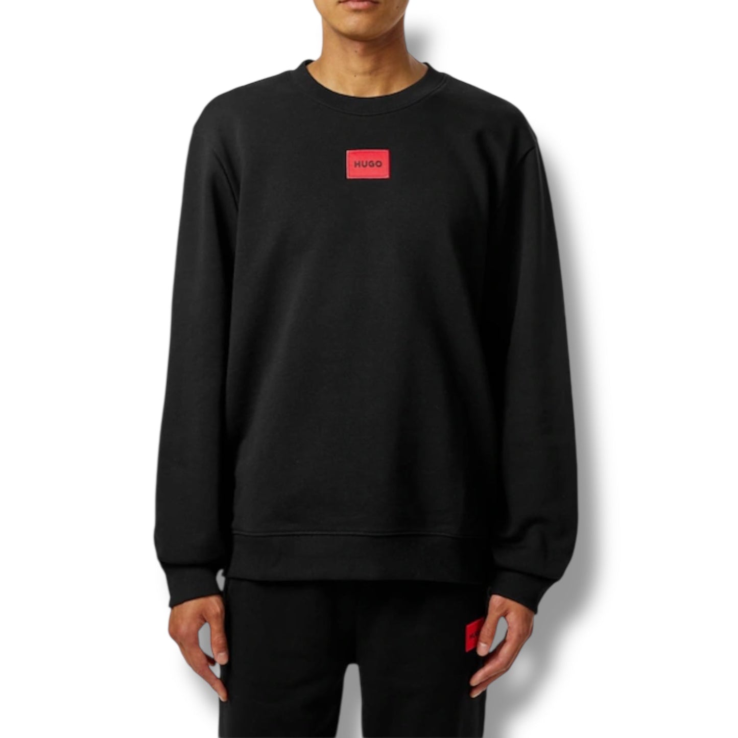 HUGO BOSS HUGO RED PATCH SWEATSHIRT & JERSEY SHORTS SET BLACK