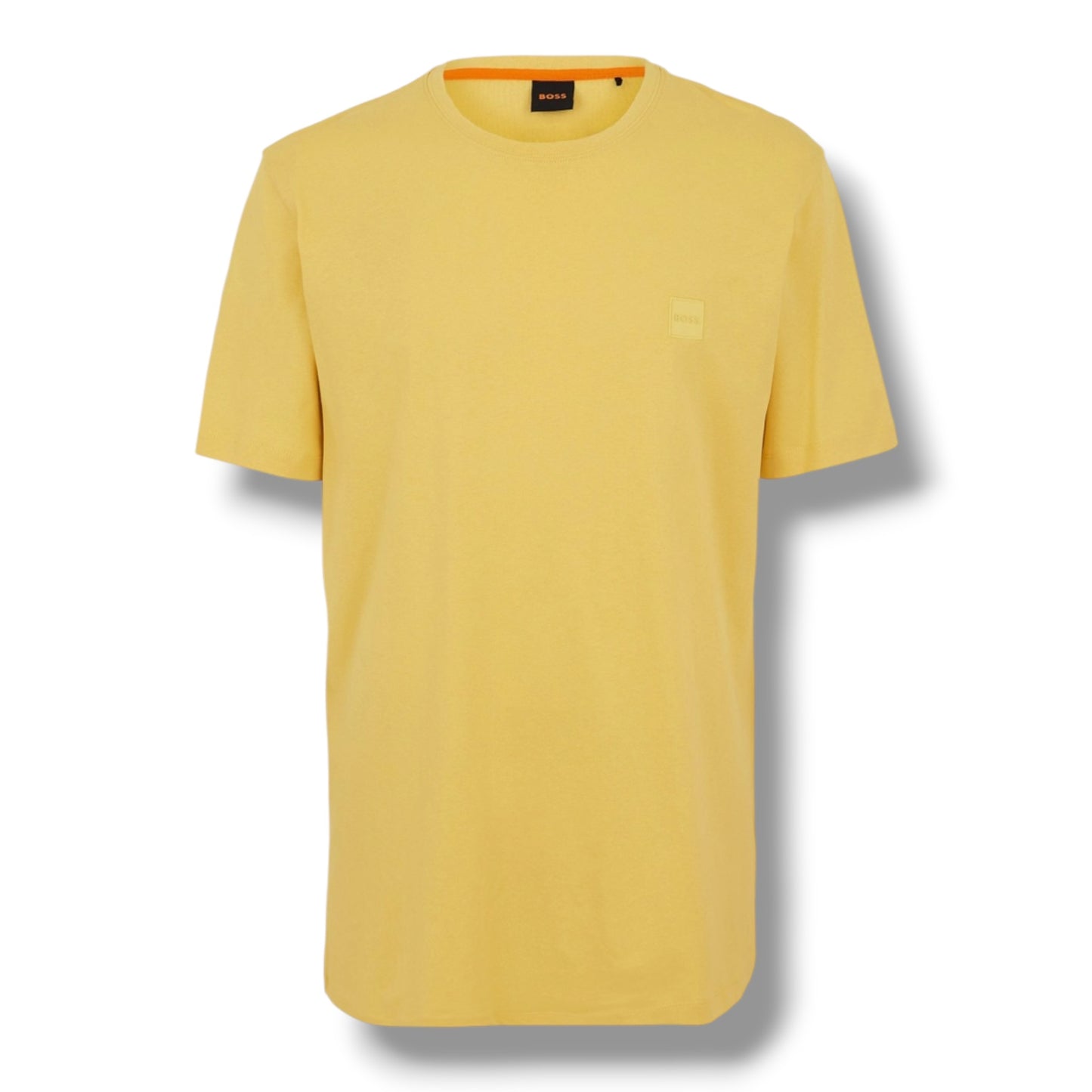 HUGO BOSS PATCH T-SHIRT & VERTI LOGO SWIM SHORTS SET YELLOW & NAVY BLUE