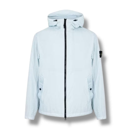 STONE ISLAND CRINKLE REPS HOODED BOMBER JACKET SKY BLUE