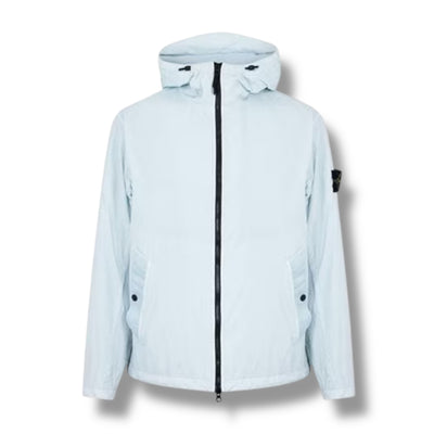 STONE ISLAND CRINKLE REPS HOODED BOMBER JACKET SKY BLUE
