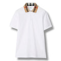 BURBERRY CHECK COLLAR POLO SHIRT WHITE
