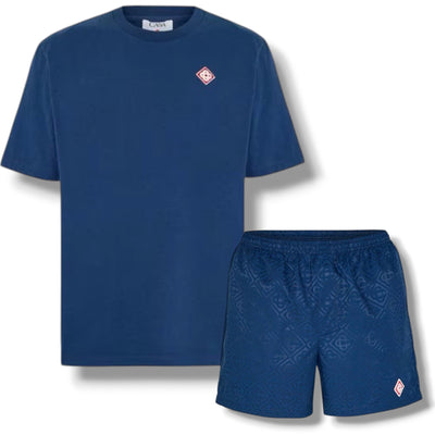 CASABLANCA DIAMOND T-SHIRT & SWIM SHORTS SET BLUE