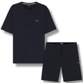 HUGO BOSS WAFFLE JERSEY T-SHIRT & SHORTS SET NAVY BLUE