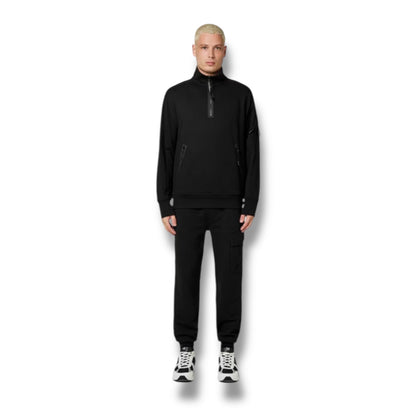 CP COMPANY LENS ARM 1/4 ZIP SWEATSHIRT BLACK