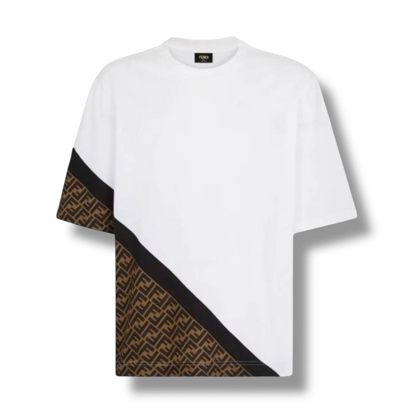 FENDI FF DIAGONAL LOGO T-SHIRT WHITE