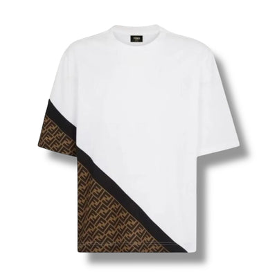 FENDI FF DIAGONAL LOGO T-SHIRT WHITE
