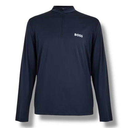 HUGO BOSS GYM KIT TRIPLE SET TECH 1/4 ZIP - T-SHIRT & SHORTS NAVY BLUE