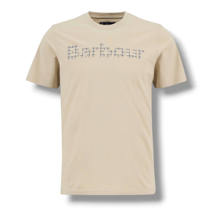 BARBOUR CHECK LOGO T-SHIRT & CHECK SWIM SHORTS SET BEIGE