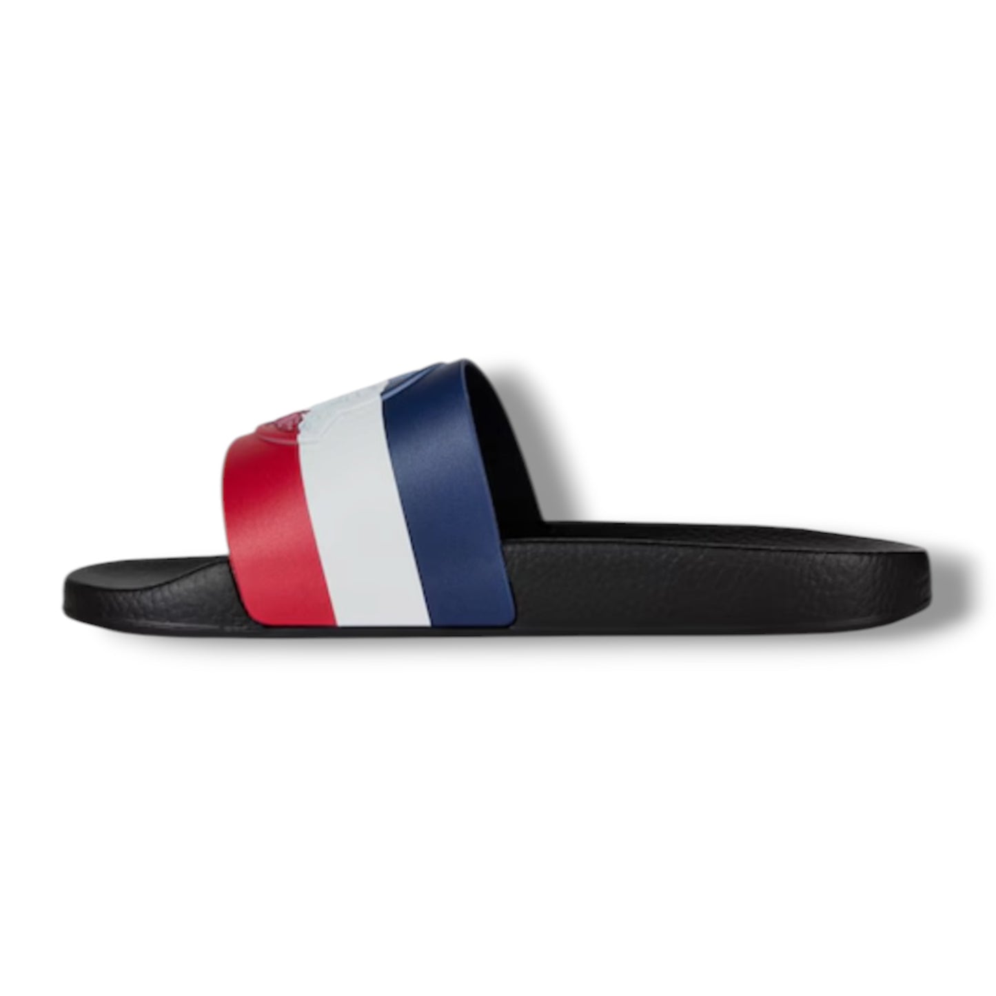MONCLER BASILE STRIPE SLIDERS BLACK