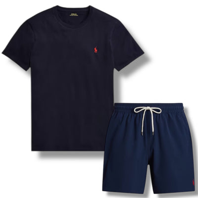 RALPH LAUREN T-SHIRT & SWIM SHORTS SET NAVY BLUE