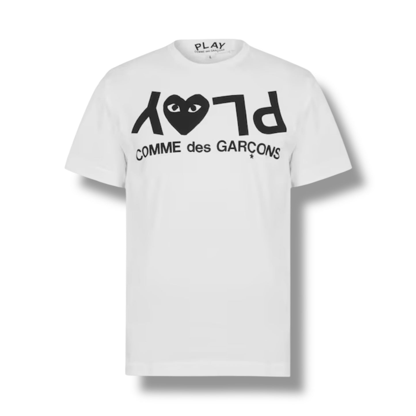 COMME DES GARÇONS PLAY UPSIDE DOWN LOGO T-SHIRT WHITE
