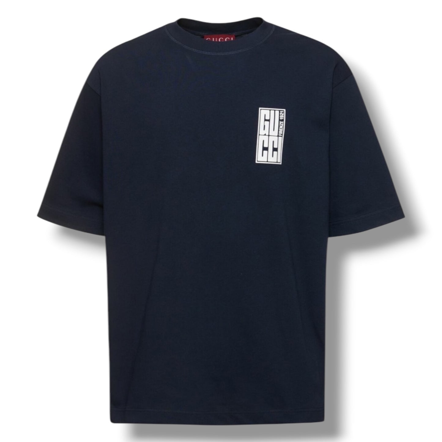 GUCCI TREBLE BACK LOGO T-SHIRT NAVY BLUE