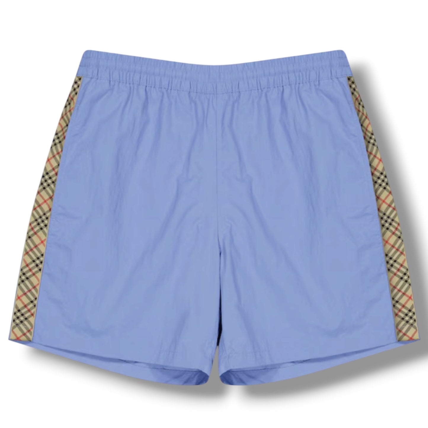 BURBERRY SIDE CHECK TRIM SWIM SHORTS LIGHT BLUE