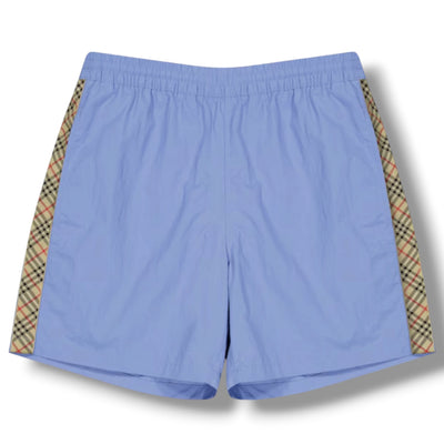 BURBERRY SIDE CHECK TRIM SWIM SHORTS LIGHT BLUE