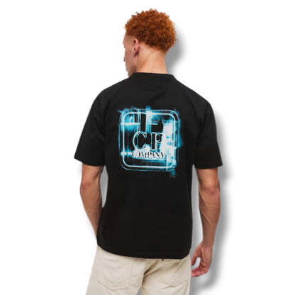CP COMPANY METROPOLIS BACK STENCIL LOGO T-SHIRT BLACK