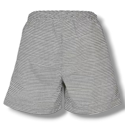 CP COMPANY THIN STRIPE POLO SHIRT & SWIM SHORTS SET GUNMETAL GREY