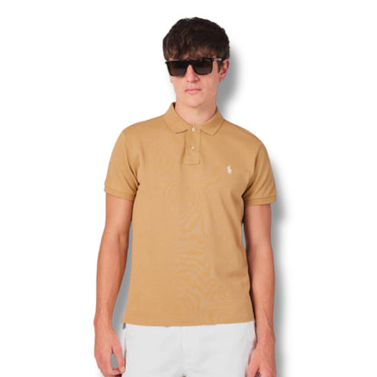 RALPH LAUREN CUSTOM FIT POLO SHIRT TAN BEIGE