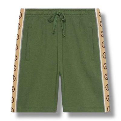 GUCCI GG REFLECTIVE TRIM JERSEY SHORTS GREEN