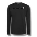 MONCLER LONG SLEEVE FELT LOGO T-SHIRT BLACK