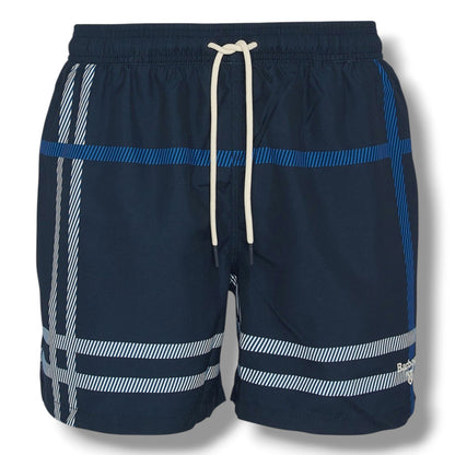 BARBOUR SMALL LOGO T-SHIRT & CHECK SWIM SHORTS SET NAVY BLUE