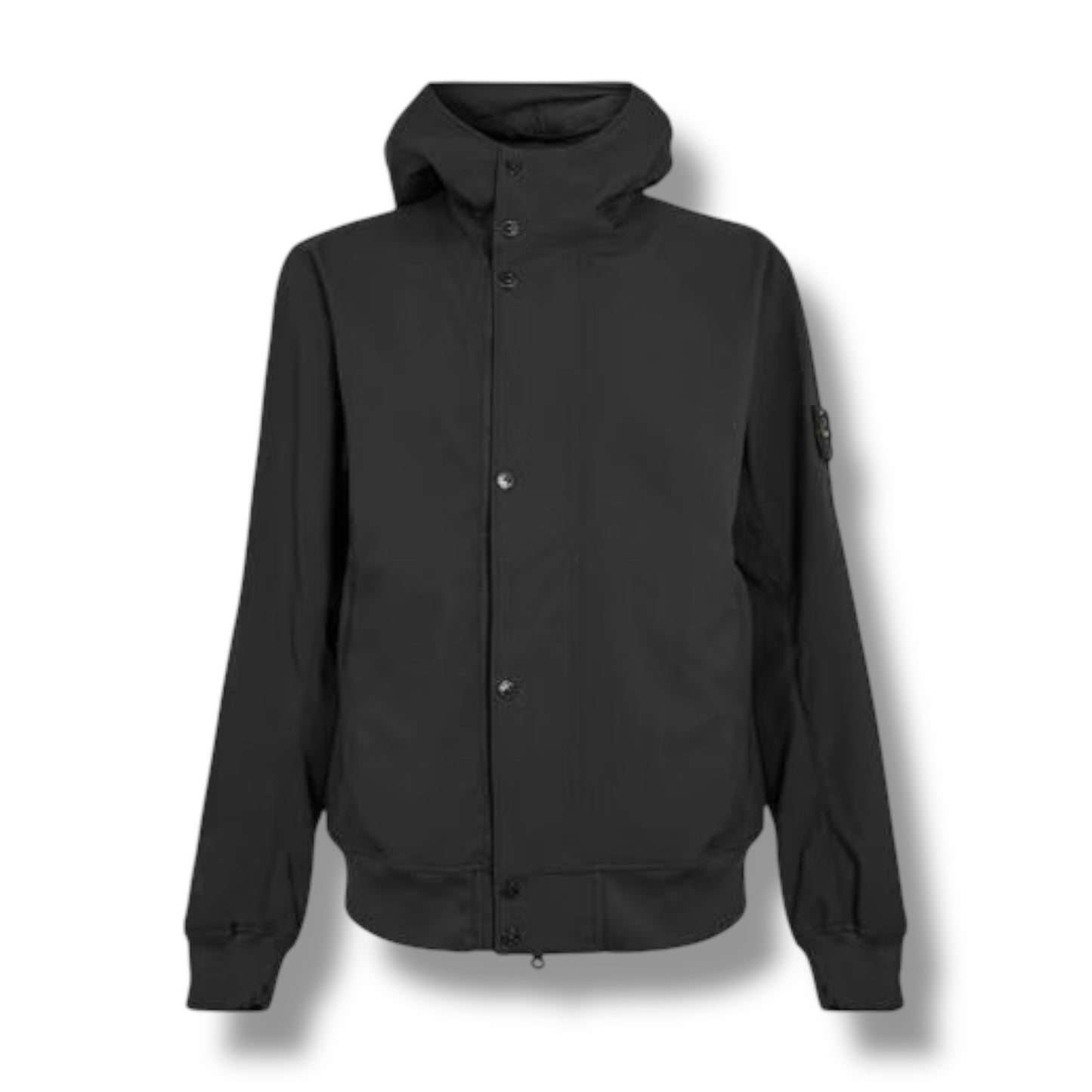 STONE ISLAND SOFT SHELL HOODED JACKET BLACK