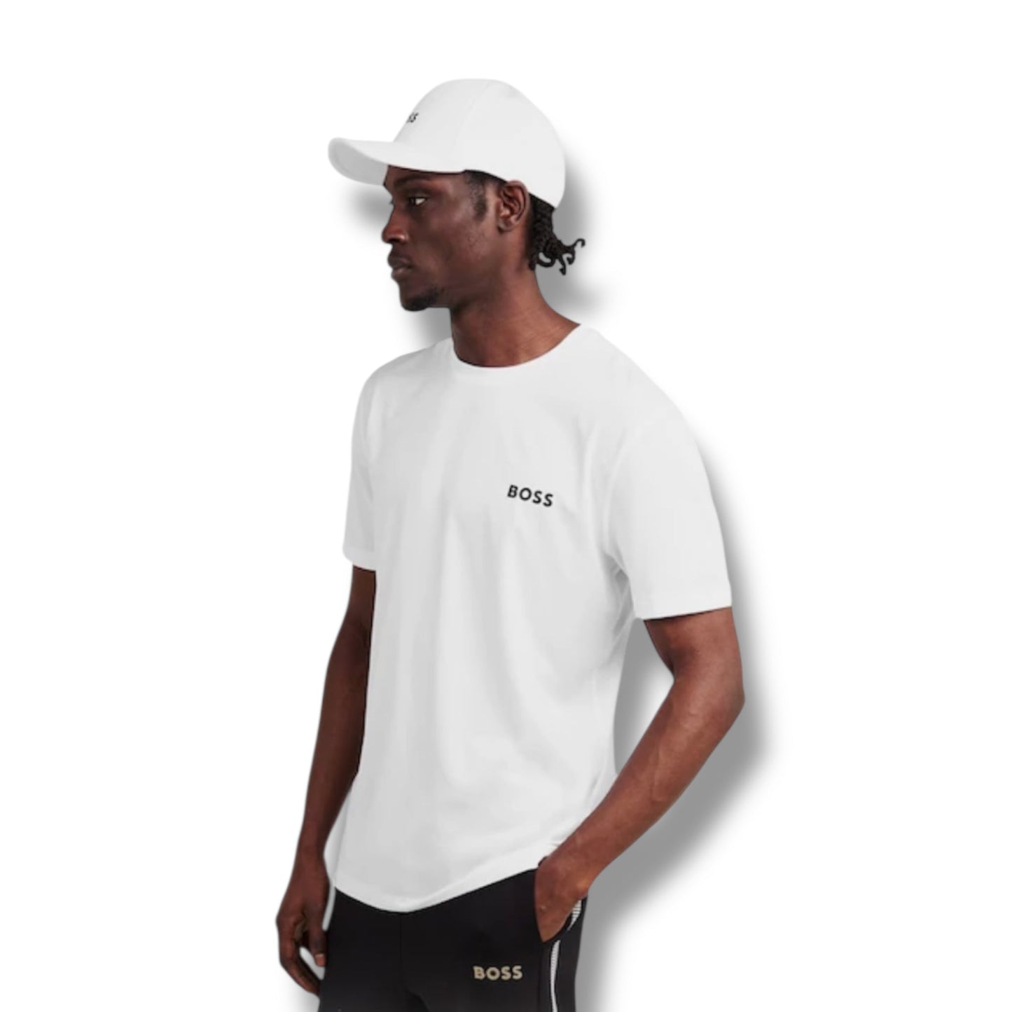 HUGO BOSS GYM KIT TECH T-SHIRT & SHORTS WHITE & NAVY BLUE