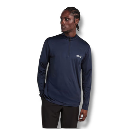 HUGO BOSS GYM KIT TECH 1/4 ZIP & SHORTS NAVY BLUE