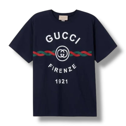 GUCCI FIRENZE 1921 ROPE T-SHIRT NAVY BLUE
