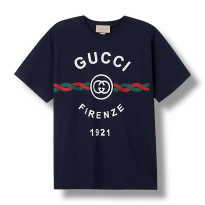 GUCCI FIRENZE 1921 ROPE T-SHIRT NAVY BLUE