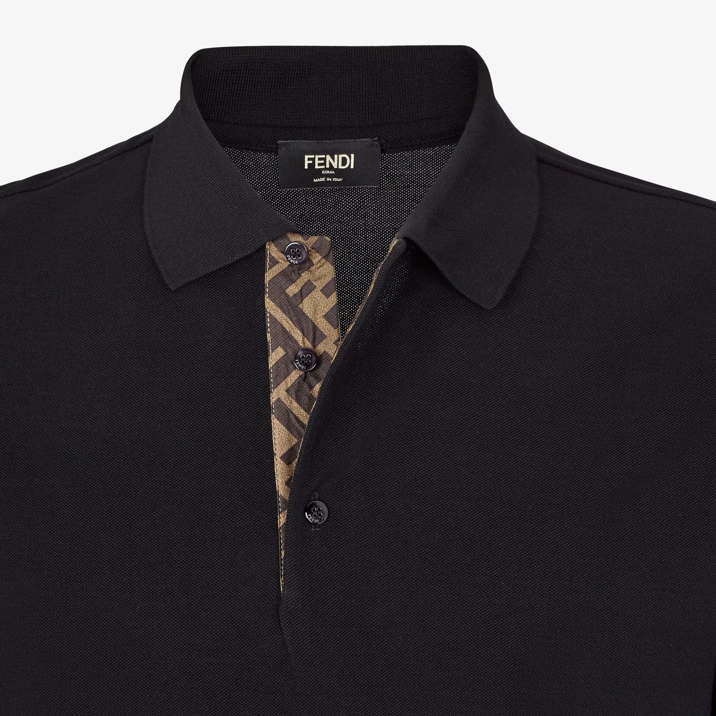 FENDI FF PLACKET POLO SHIRT BLACK