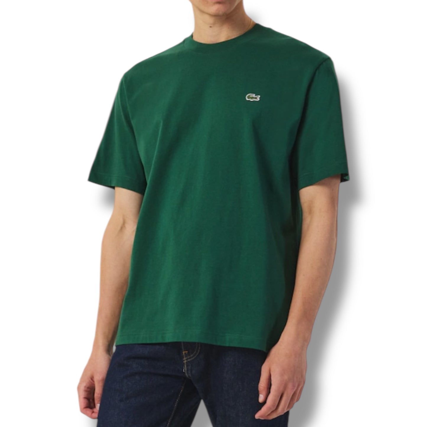 LACOSTE SMALL LOGO T-SHIRT & SWIM SHORTS SET GREEN & ORANGE