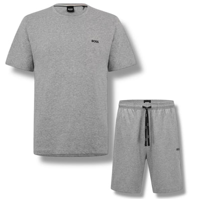 HUGO BOSS MIX JERSEY T-SHIRT & SHORTS SET GREY