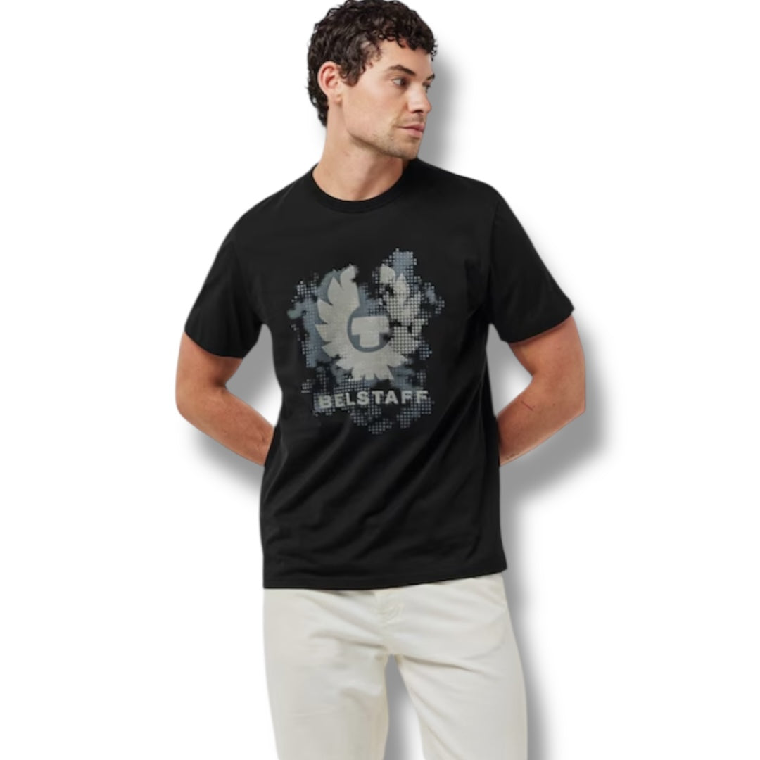 BELSTAFF DIGITAL CHEST LOGO T-SHIRT BLACK