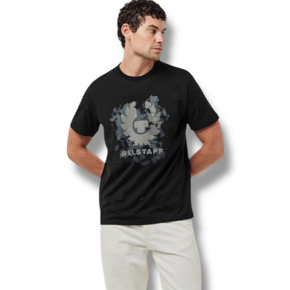 BELSTAFF DIGITAL CHEST LOGO T-SHIRT BLACK