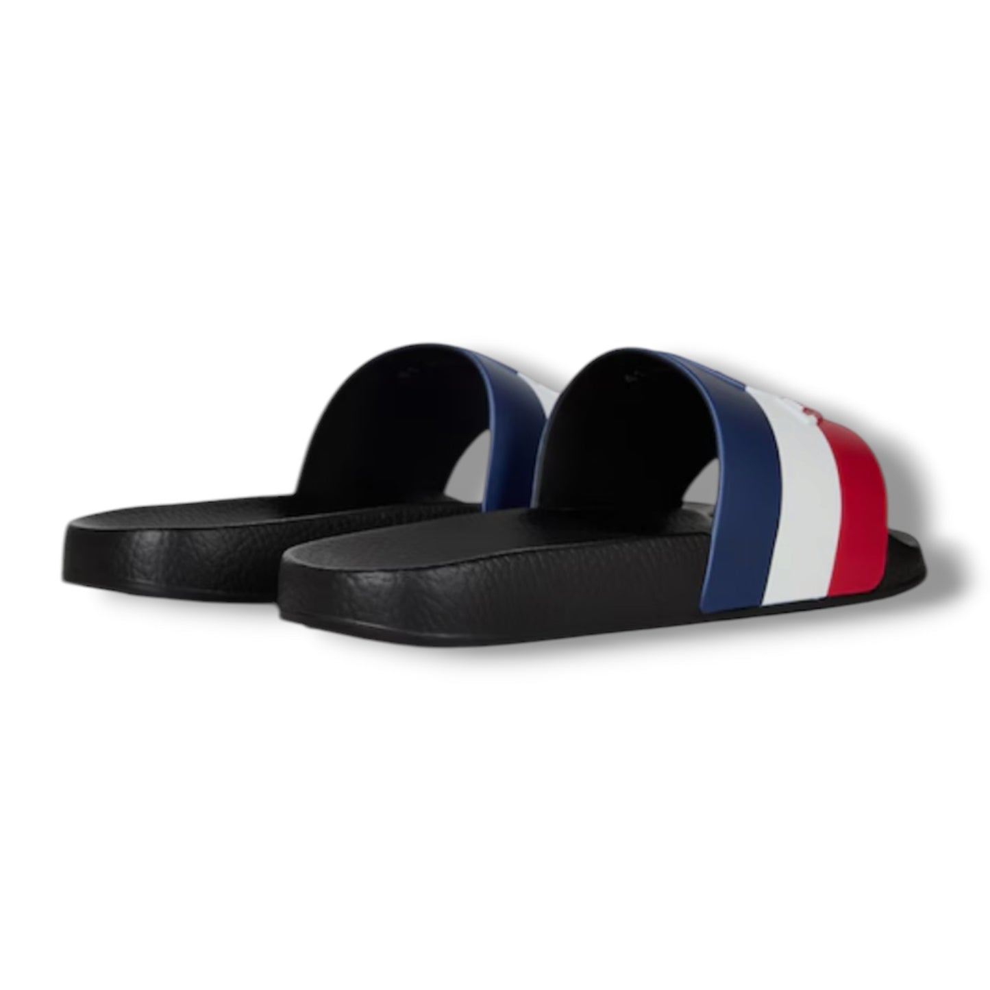 MONCLER BASILE STRIPE SLIDERS BLACK