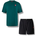 THE NORTH FACE TNF RED BOX T-SHIRT & NYLON SHORTS SET GREEN & BLACK
