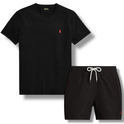 RALPH LAUREN T-SHIRT & SWIM SHORTS SET BLACK